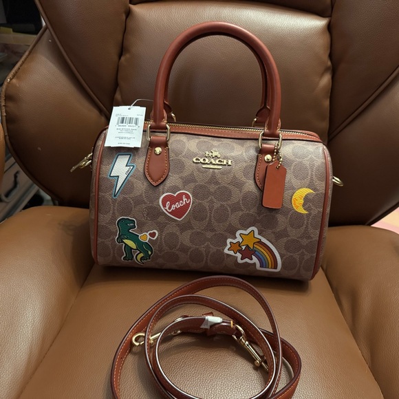 Coach Handbags - Coach Rowan Satchel Bag in Signature Canvas With Sticker Print NWT